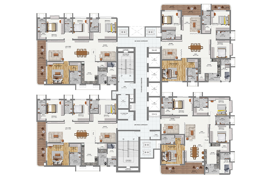 Towers 1 & 4 - 4 BHK Floor Plan